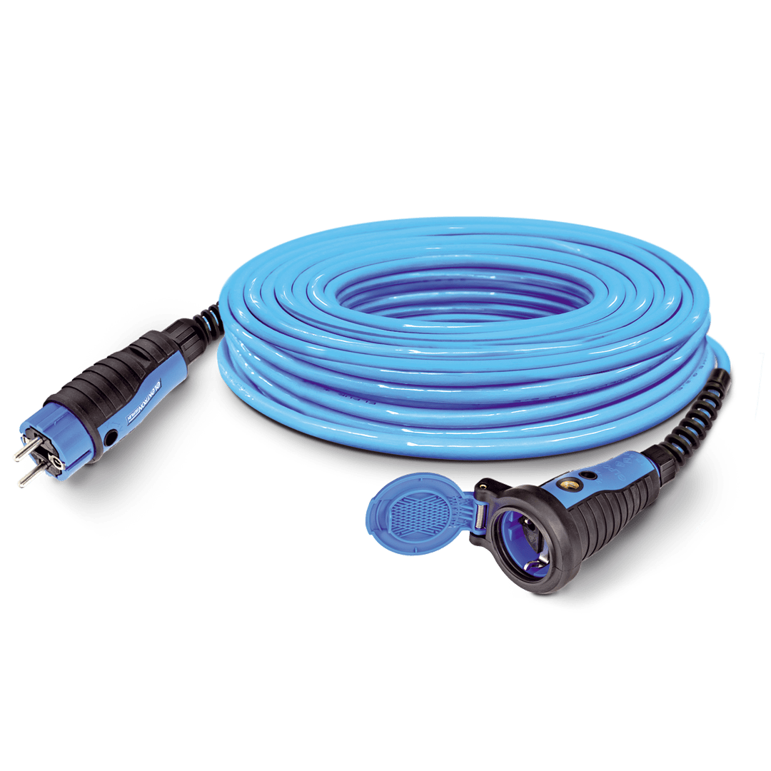 ELPUR®-Schutzkontakt-Verlängerungs­leitung (1-fach-Kupplung) blau